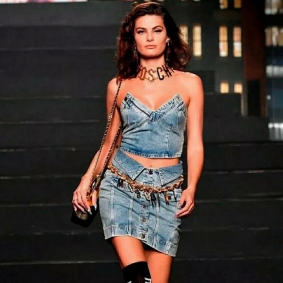 Jeans denim skirt Moschino Runway HM washed denim designer rare collection - Picture 4 of 5